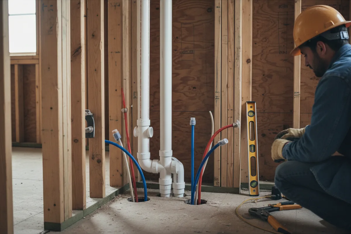 Drain and supply rough-in during Garbage Disposal Repair in Saint Petersburg