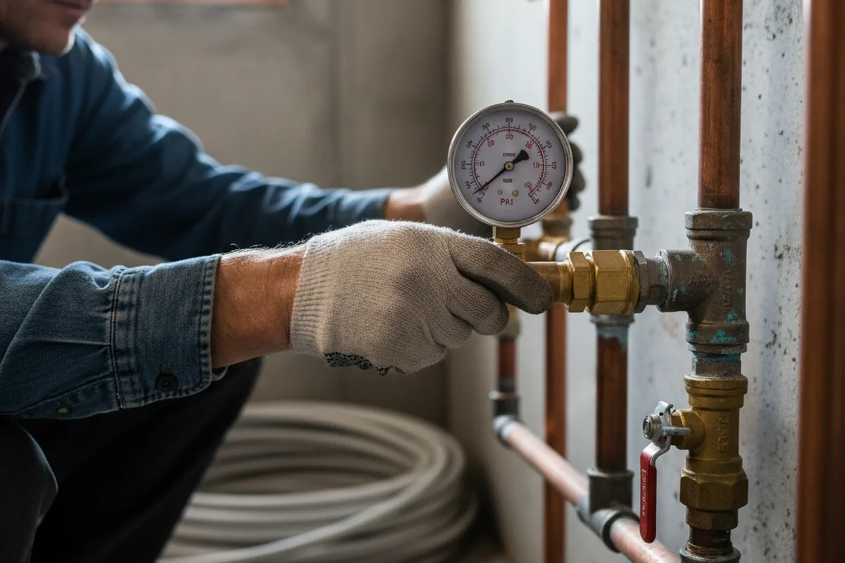 Pressure testing a repaired line during Water Line Repair in Saint Petersburg